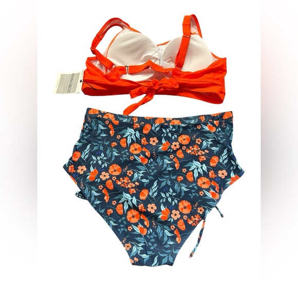 HANNA NIKOLE plus size 18W retro floral high waist high waist bottom bikini top - Picture 5 of 5